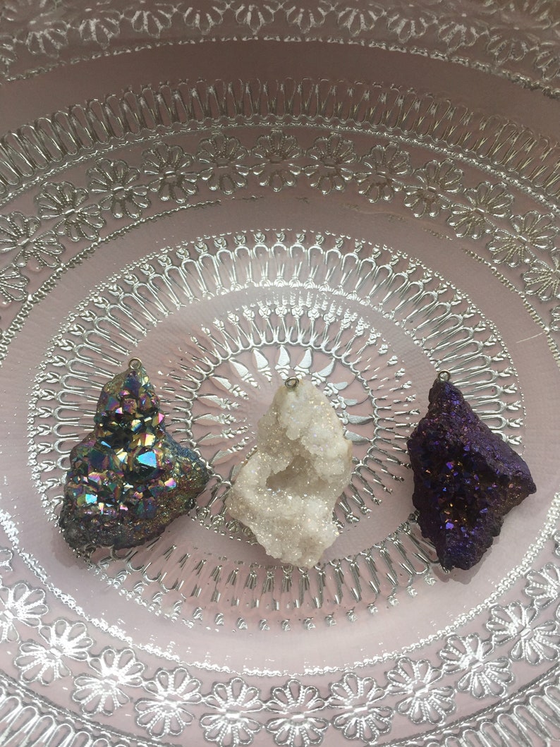 Angel Aura Pendant Opal Druzy Crystal Cluster