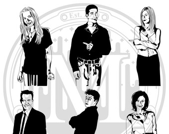 Amigos muestran la imagen vectorial de calcomanía de pared de Cast