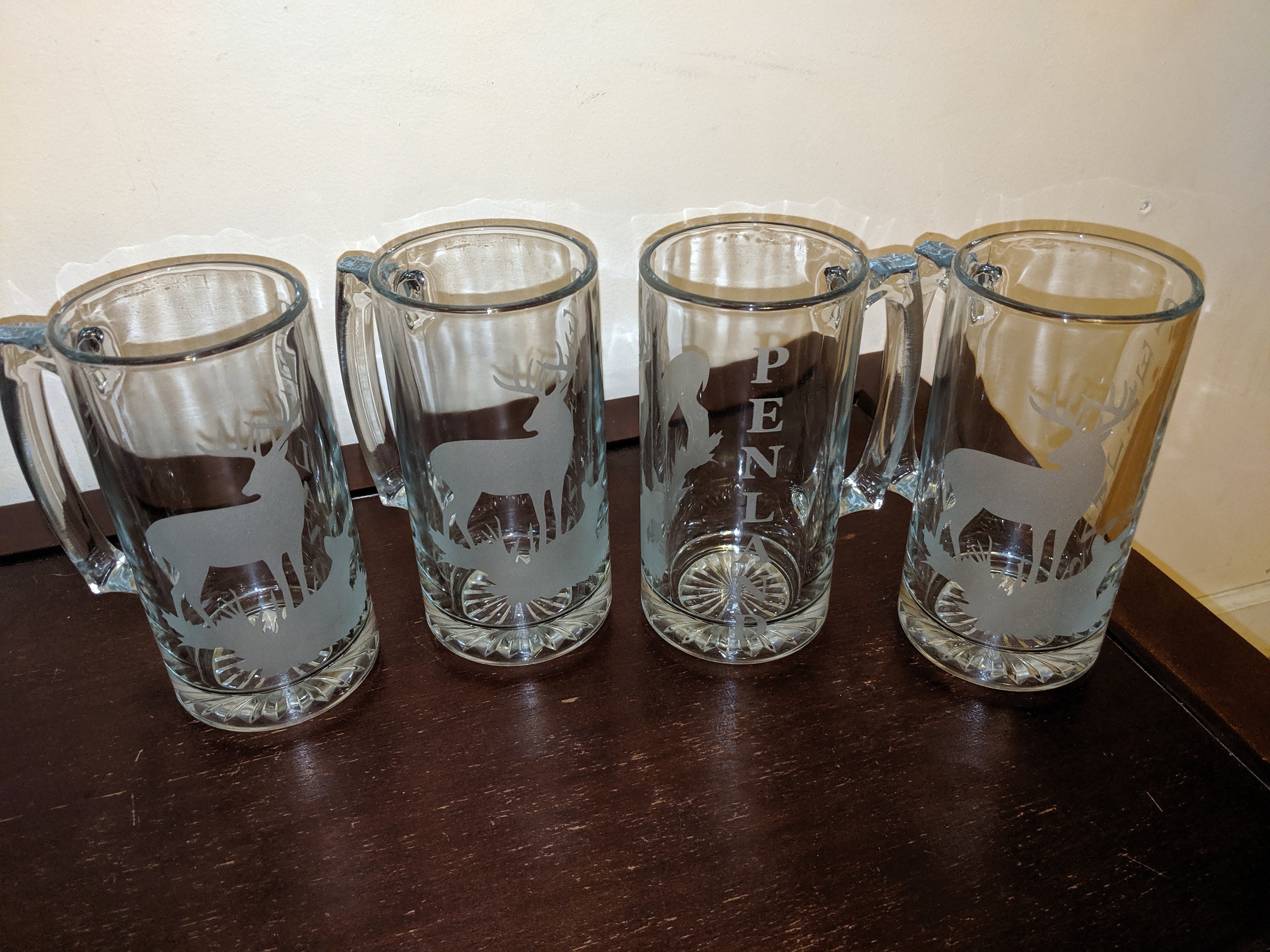Custom Etched Glass Beer Mugs Etsy