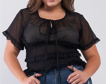 sheer plus size top
