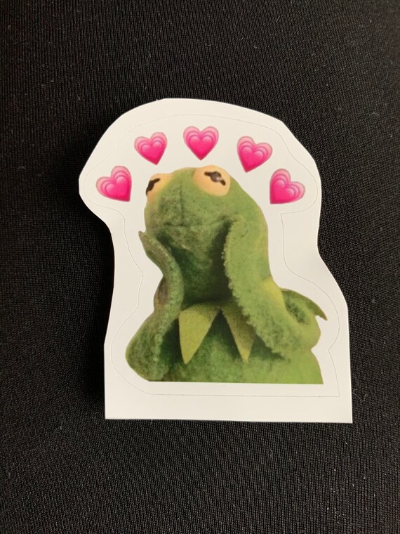 Cute Kermit Frog in Love Meme Sticker Etsy