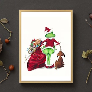 Grinch Butt Watercolor Print