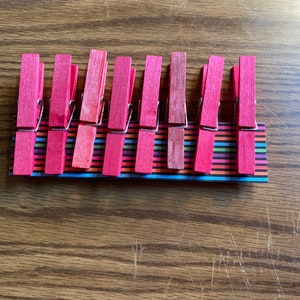 20 - Red rustic painted clothes pins chose to add magnetics. Regular size. Ready to ship next business day. Craft supplies. Free Shipping