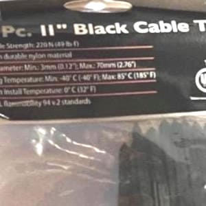 11” Black zip ties, cable ties, crafting, security ties, Maintenance, Repair, Operations, Hardware, fasteners, nylon cables, wreaths, signs