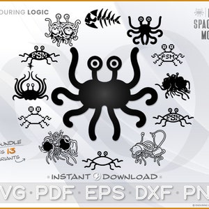 FSM Fliegende Spaghetti Monster Logo Super Bundle SVG Vektorgrafiken - Pastafari - Digitale Datei Set - Plus PDF Eps Dxf Png (cricut)