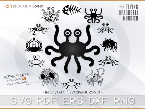 FSM Flying Spaghetti Monster Logo Super Bundle SVG Vector Graphics  Pastafarian Digital File Set Plus PDF Eps Dxf Png cricut - Etsy