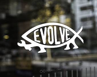 Naklejka Evolve Fish – Logo ewolucji, Charles Darwin, Ateista, Wolny myśliciel, Humanista, Darwinizm, Wolne myślenie, Nauka ponad kreacjonizmem