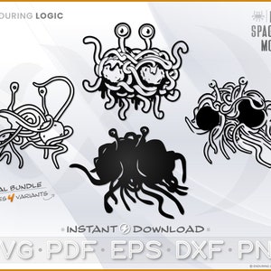 FSM Fliegende Spaghetti Monster Noodly Gottheit Logo SVG Vektorgrafiken - Digitale Datei Set - Plus PDF Eps Dxf Png (cricut)