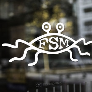 Flying Spaghetti Monster Decal v2 – FSM, Pastafarian, Atheist Parody Sticker, FSM Logo Vinyl, Anti-Religion, Evolution, Humor, Church of FSM