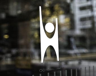 Naklejka z logo humanisty – Szczęśliwy człowiek, logika, humanista, wolność od religii, dobro bez Boga, ewolucja, wolne myślenie. Ateista, winyl, naklejka