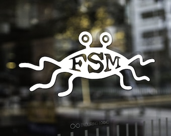 Naklejka Flying Spaghetti Monster v2 Solid – FSM, Pastafarianin, Parodia Ateistów, Logo FSM Vinyl, Antyreligia, Ewolucja, Humor, Kościół FSM