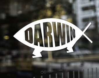 Naklejka Darwin Evolve Fish v2 – Logo ewolucji, Charles Darwin, Symbol ateistyczny, Wolny myśliciel, Humanista, Darwinizm, Nauka ponad kreacjonizmem