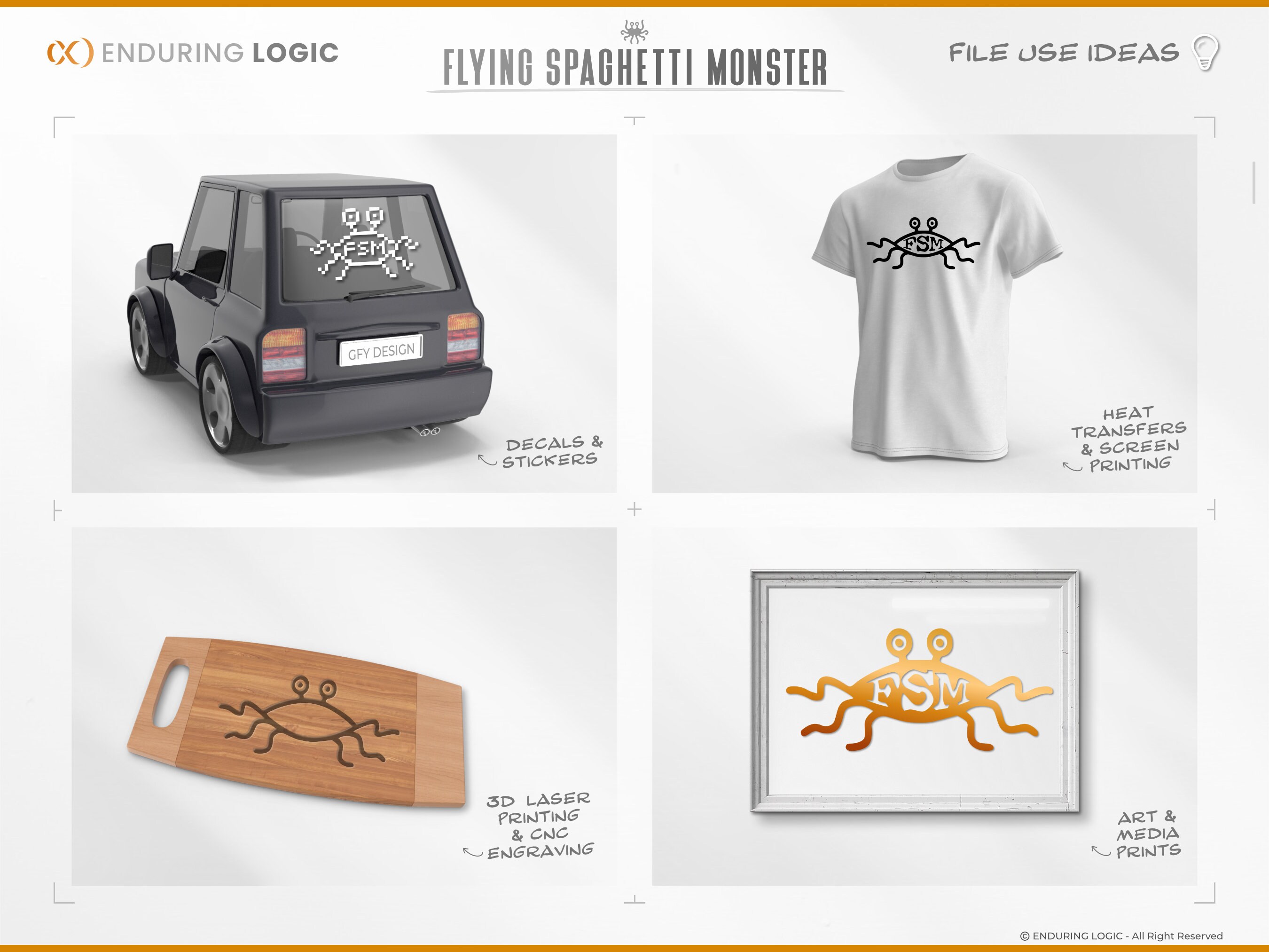 FSM Flying Spaghetti Monster Fish Logo SVG Vector Graphics - Digital ...