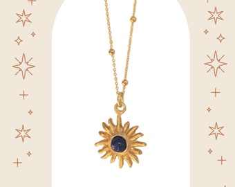 Sun necklace with a Lapis Lazuli gemstone