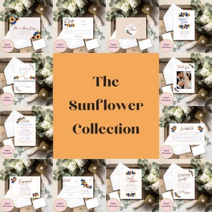 Sunflower Wedding Bundle Rustic Wedding Set Printable Template Wedding Invite Suite Printables Digital Download Sunflower Theme Suite