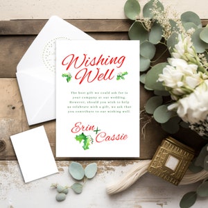 The Christmas Holly Collection Hochzeit wünschen gut Karteneinsatz, bearbeitbare Vorlage, druckbar, WW03