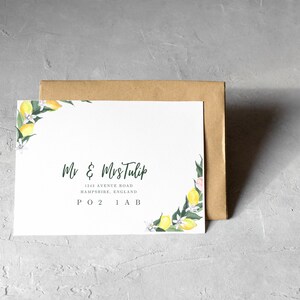The Citrus Collection Wedding Envelope Template, Editable, Printable, ENV02