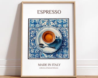 Espresso Cup Art Print, Tropical Summer Vibes Poster