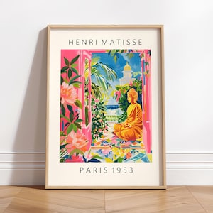 Poster con statua di Buddha, Arte murale sulla meditazione, Decorazione con dopamina, Stampa di Matisse, Arte spirituale