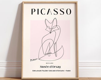 Picasso Fox Art Print: Minimalist Mid-century Modern Wall Art - Etsy