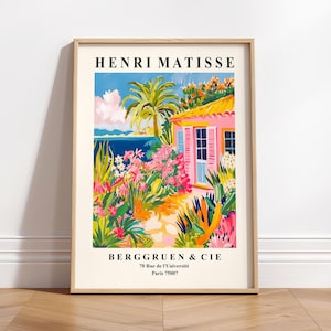 Décoration de maison de plage, affiche moderne du milieu du siècle, art de la dopamine rose, affiche Maximalist Matisse