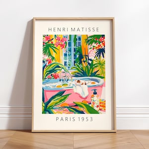 Hamster in der Badewanne Maximalist Kunstdruck, Henri Matisse Poster, Tropisches Badezimmer Dekor, Tierkunst