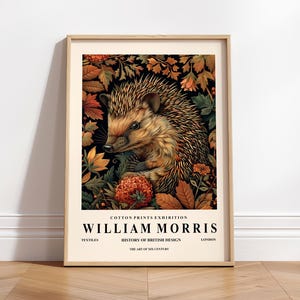 Igel Kunstdruck, Cottagecore Dekor, William Morris Druck, Cabin Wandkunst, Waldtierdruck, botanische Wandkunst