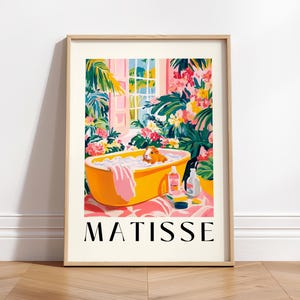 Impression d'art de cochon d'Inde, impression de salle de bain drôle, décoration esthétique botanique, art moderne du milieu du siècle, impression Matisse, décoration dopamine