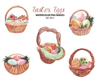 Easter eggs clipart - Watercolor illustration - Holiday clip art