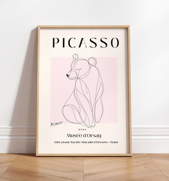 Picasso Bear Line Art Print: Minimalist Home Decor - Etsy