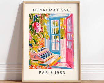 Schreibmaschine Poster, Dopamin Dekor, Maximalist Wand Kunst, Bücherwurm, Geschenk für Schriftsteller