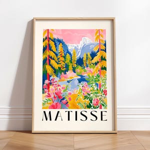 Yosemite Poster, Waldmalerei, Nationalpark-Plakat, Henri Matisse Druck, rosa Naturwandkunst,