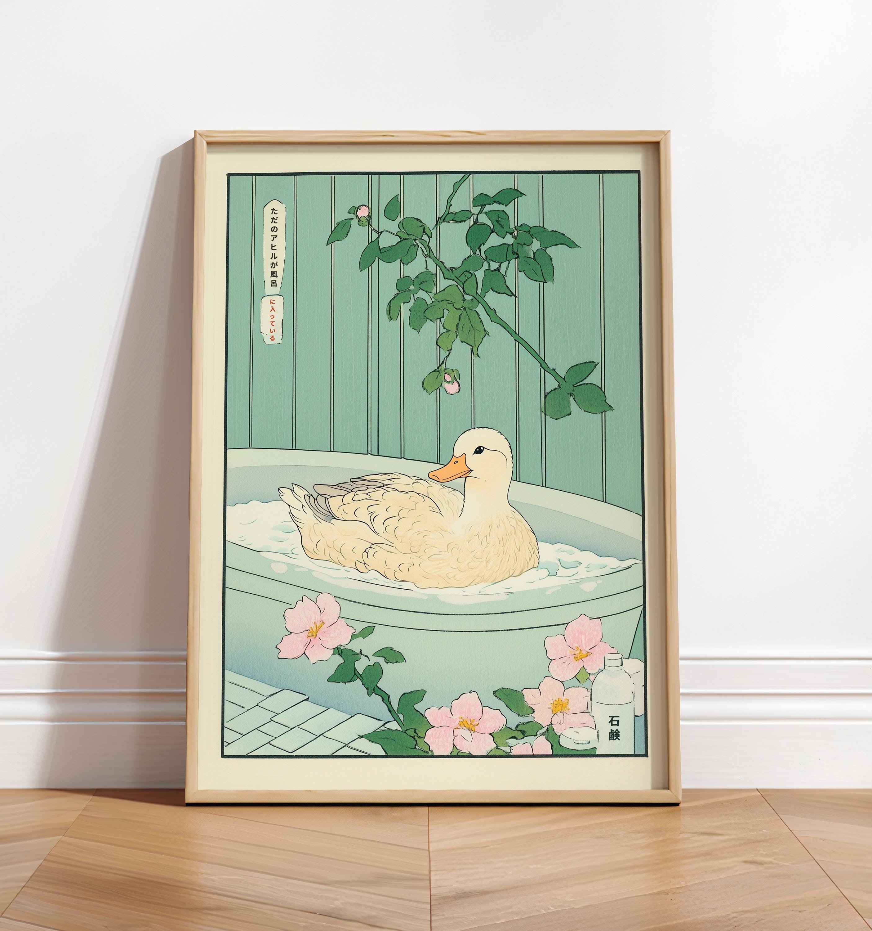 Duck in Bathtub Wall Art: Ukiyo-e Japanese Bathroom Print - Etsy