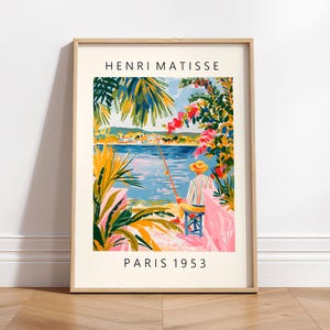 Cuadro de un pescador inspirado en Henri Matisse, póster estético, decoración playera, recortes de Matisse, arte mural maximalista
