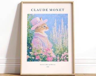 Monet Cat Print: French Cottagecore Wall Art