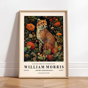 William Morris Geparden Kunstdruck, Blumen Poster, Mid Century Druck, Botanische Safari Dekoration
