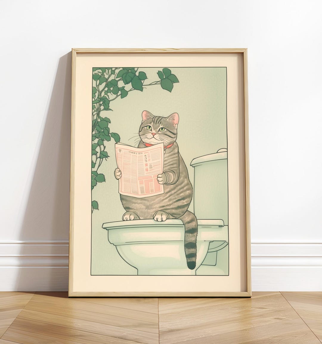 Tabby Cat Bathroom Print: Funny Japanese Ukiyo-e Poster - Etsy