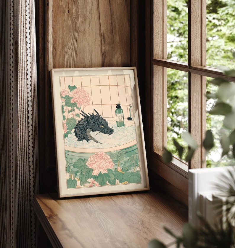 Black Dragon Bathroom Print: Japanese Ukiyo-e Art - Etsy
