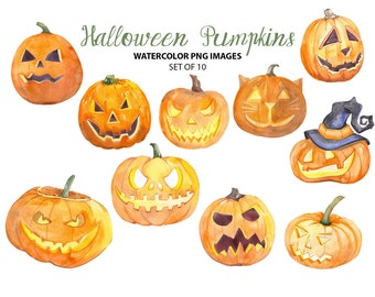Halloween pumpkins clipart - Celebration clip art - Autumn illustration