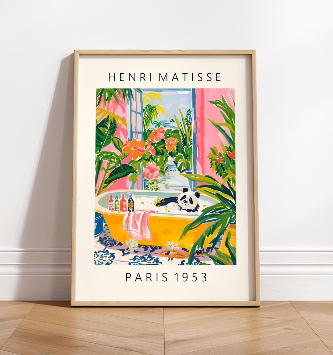 Panda in Bathtub Art Print: Matisse Style Bathroom Wall Art - Etsy