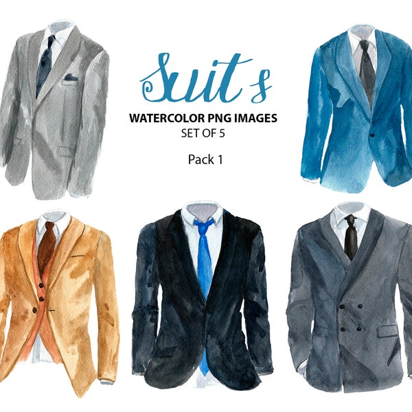 Business clipart - Watercolor fashion suit clip art- Clothing illustration