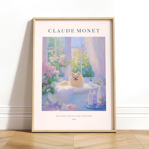 Dipinto di Pomerania di Claude Monet, arredamento di un cottage francese, stampa da bagno shabby chic, stampa floreale lilla, poster d'arte impressionista