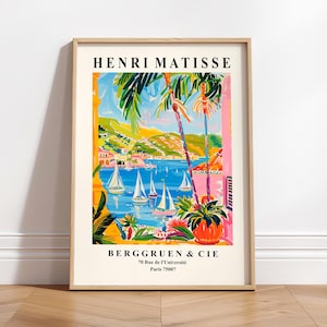 Art mural de plage, impression Henri Matisse, décoration de voile, affiche esthétique d'été, décoration maximaliste, art mural rose, impression moderne du milieu du siècle