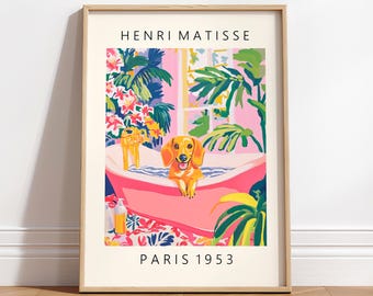 Matisse Dackel Kunstdruck witziges Badezimmer Dekor