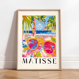 Beachy decor, Sunglasses poster, Summer vibes art print, Henri Matisse print, Dopamine wall decor