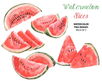 Watermelon slices clipart - Watercolor food clip art - Summer clipart