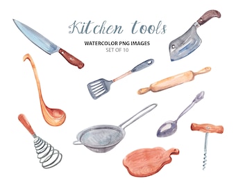 Küche-Clip-Kunst - Kochen Clipart - Aquarell-Illustrationen