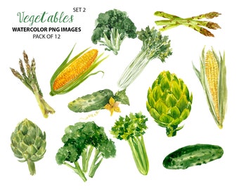 Vegetables clip art - Kitchen clipart - Watercolor food illustration