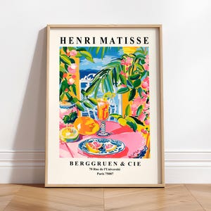 Lámina de Henri Matisse, arte mural preppy, póster de margarita estética, decoración maximalista, póster de cócteles