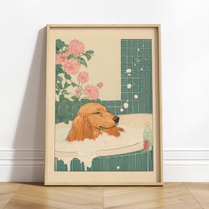 Dachshund Wall Art: Japanese Style Bathroom Print